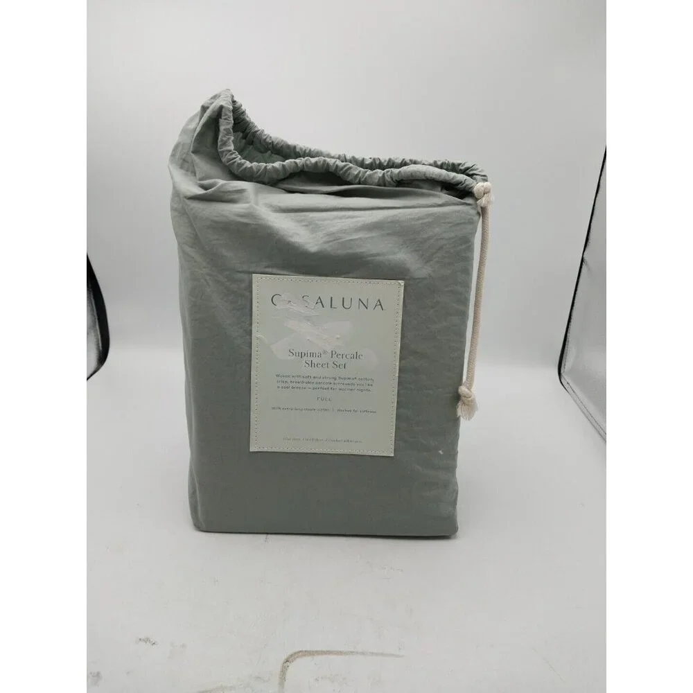 Casaluna Supima Percale Sheet Set Full Size Color Sage Green